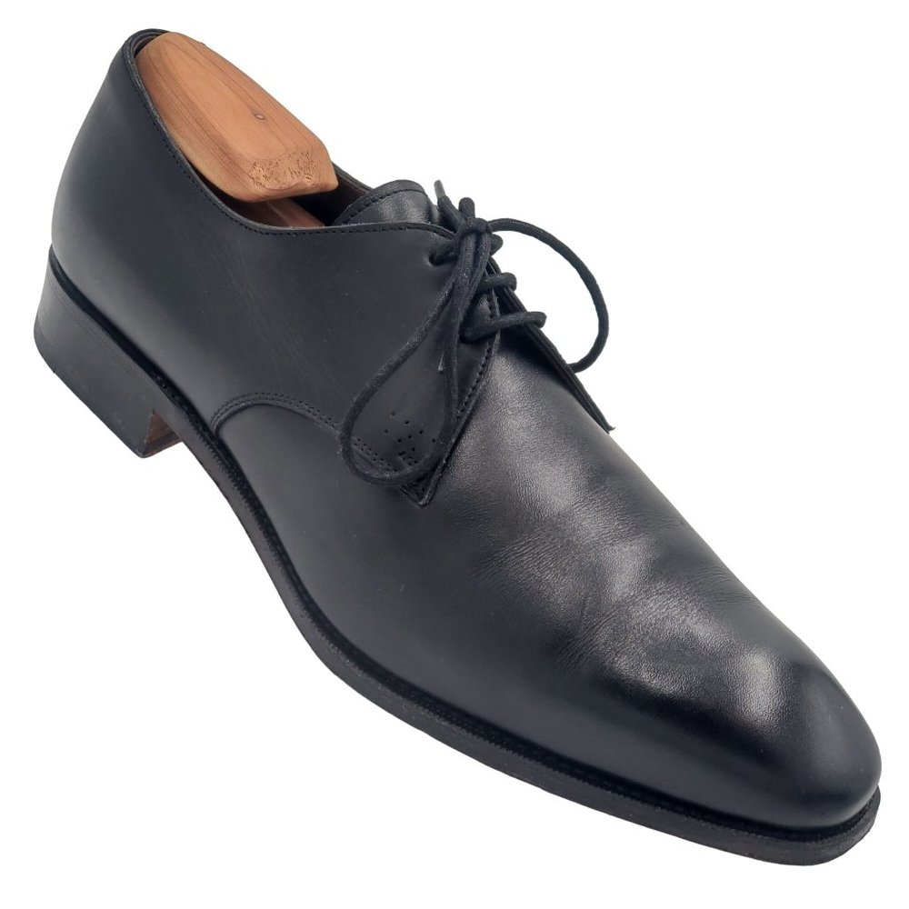 Carmina Shoemaker Luxury Mens 8 Black Calf All-Leather Dress Shoes Derby Oxfords - Picture 15 of 16